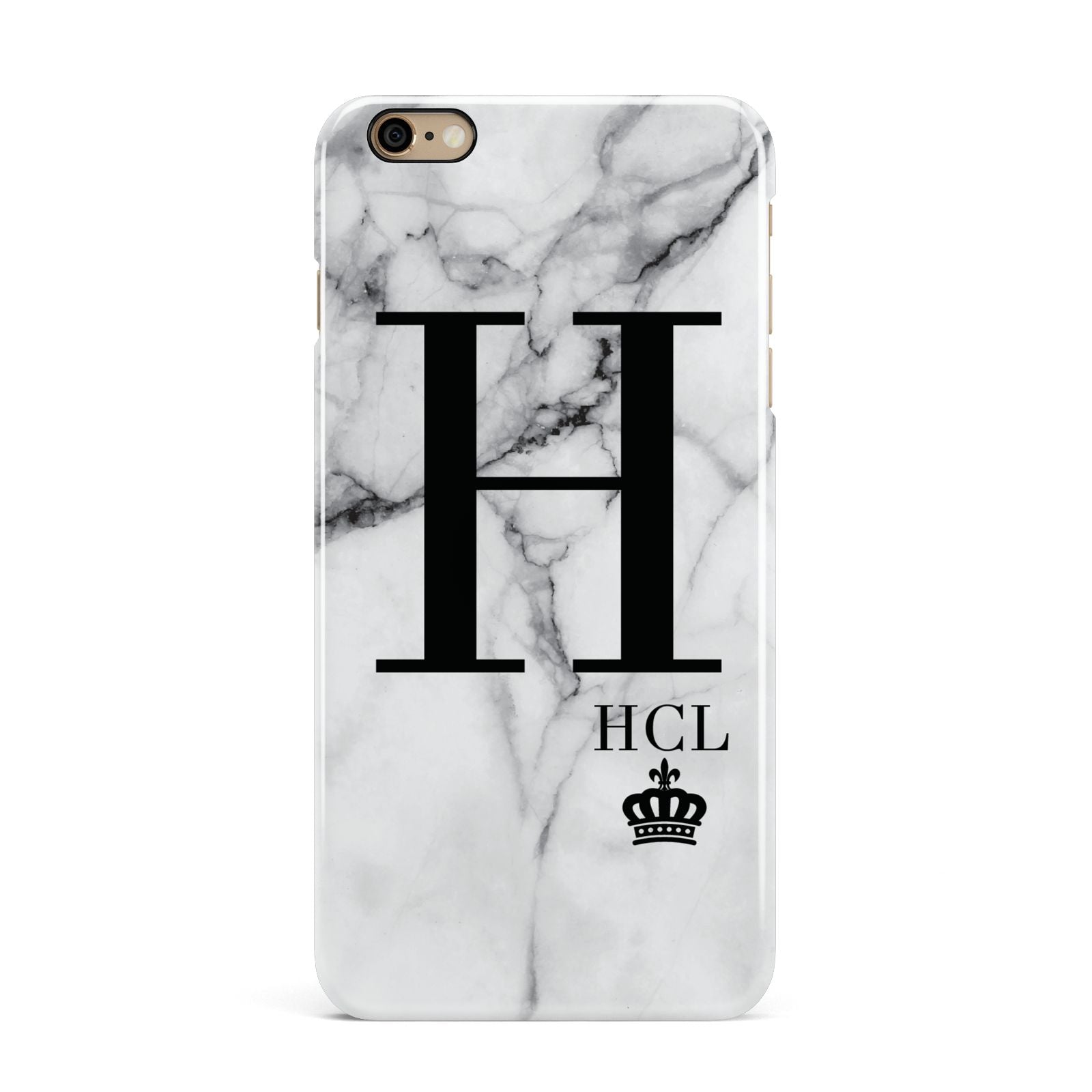 Personalised Marble Big Small Initials iPhone 6 Plus 3D Snap Case on Gold Phone