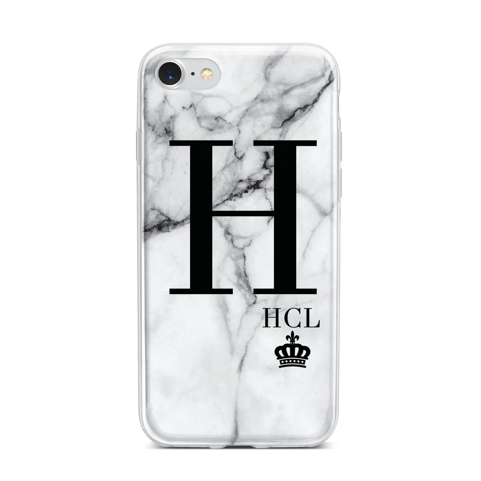 Personalised Marble Big Small Initials iPhone 7 Bumper Case on Silver iPhone