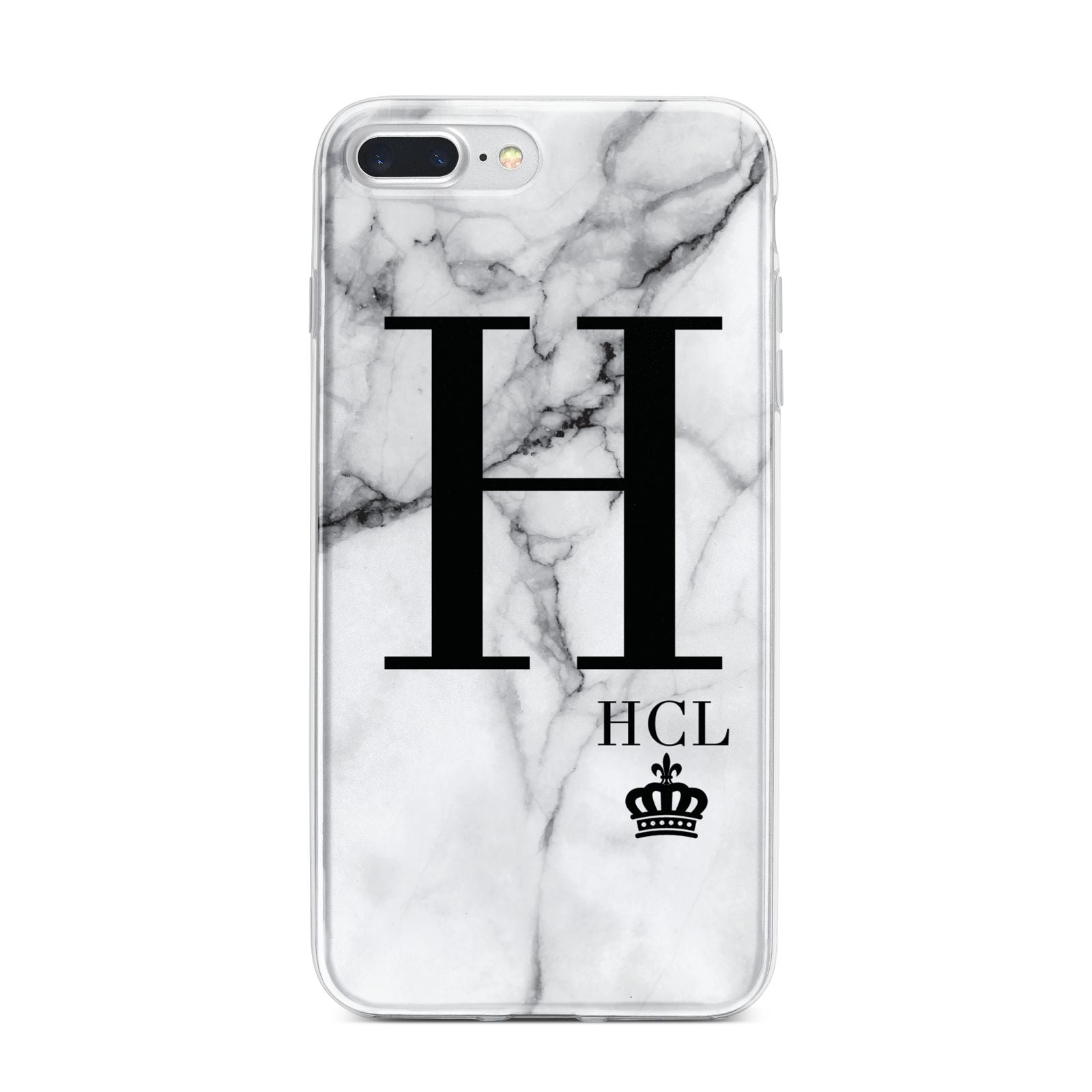 Personalised Marble Big Small Initials iPhone 7 Plus Bumper Case on Silver iPhone