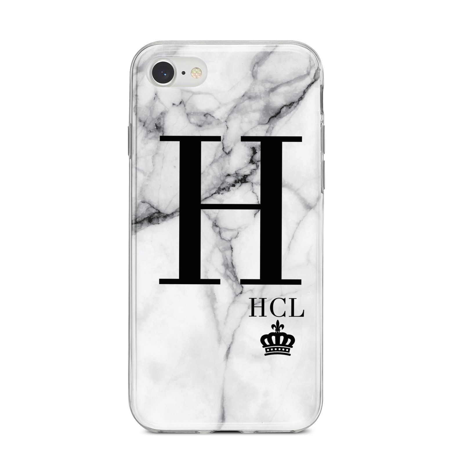 Personalised Marble Big Small Initials iPhone 8 Bumper Case on Silver iPhone