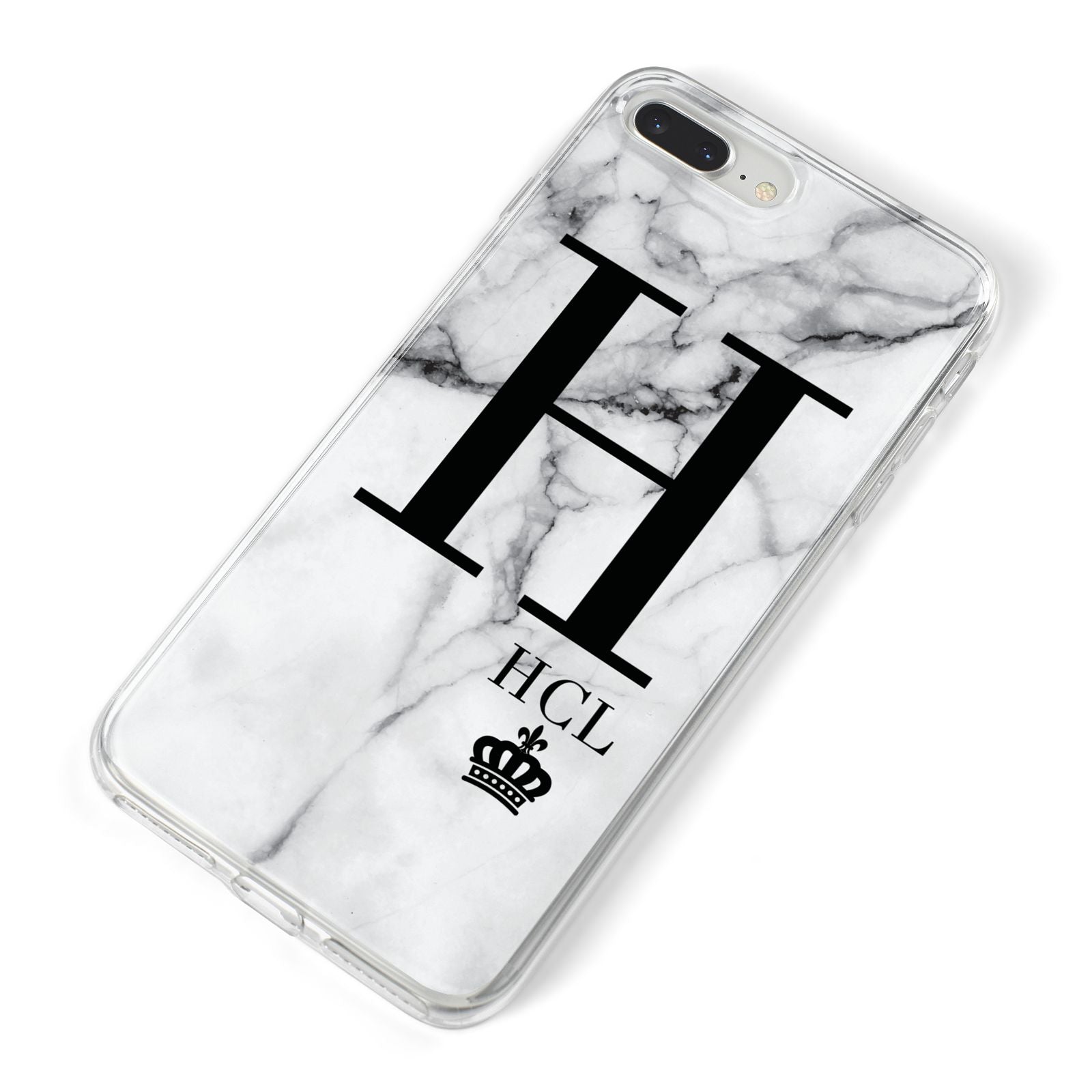 Personalised Marble Big Small Initials iPhone 8 Plus Bumper Case on Silver iPhone Alternative Image