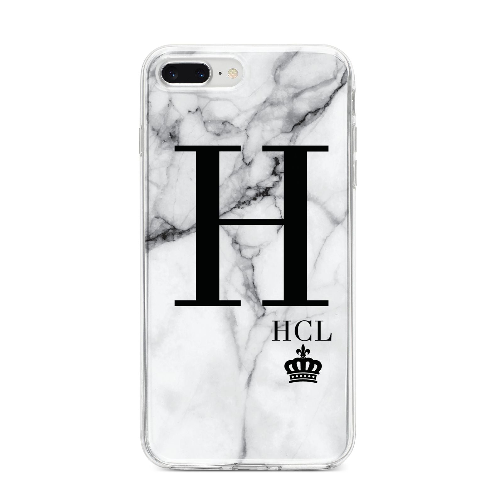 Personalised Marble Big Small Initials iPhone 8 Plus Bumper Case on Silver iPhone