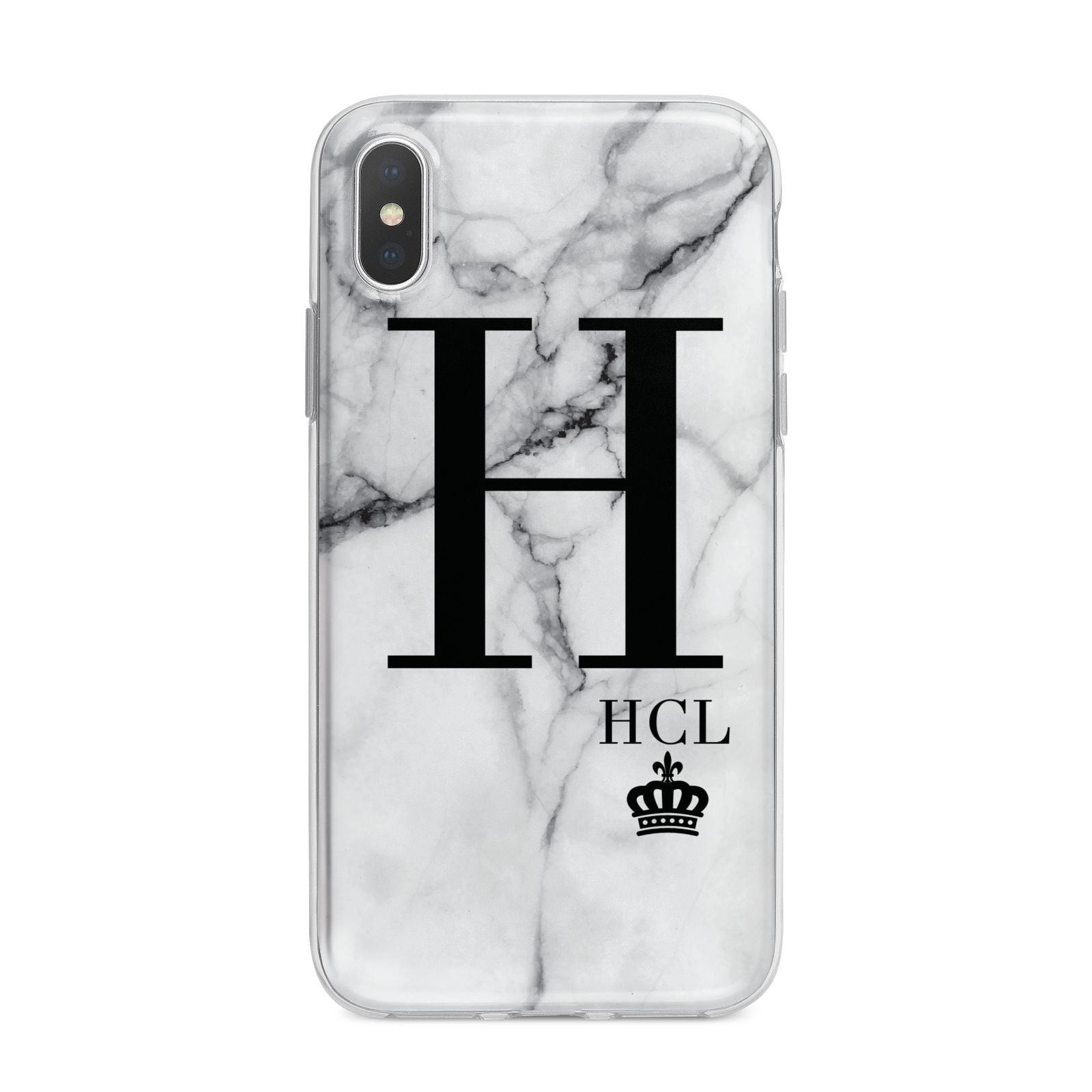 Personalised Marble Big Small Initials iPhone X Bumper Case on Silver iPhone Alternative Image 1