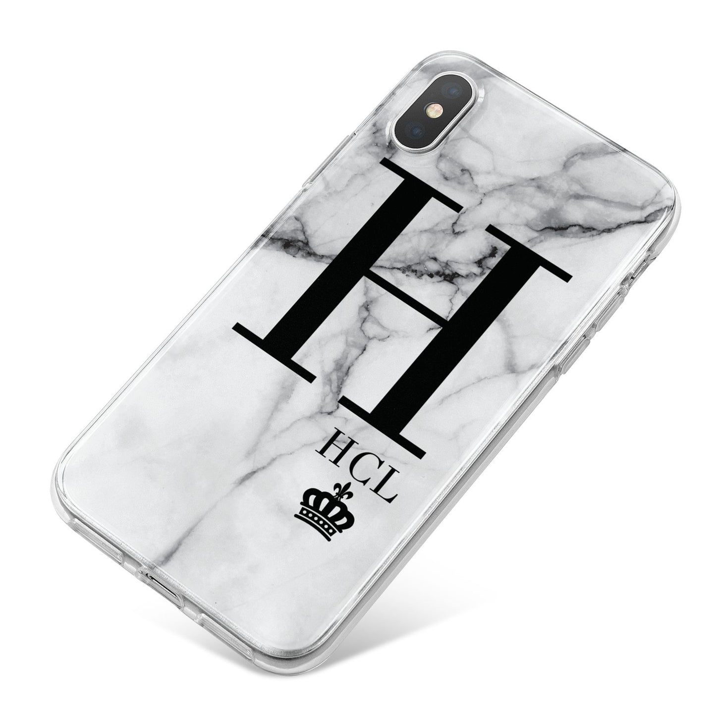 Personalised Marble Big Small Initials iPhone X Bumper Case on Silver iPhone