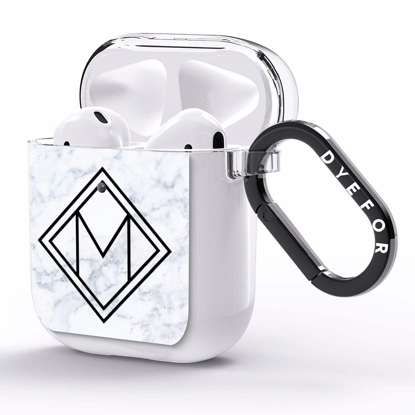 Personalised Marble Customised Initials AirPods Clear Case Side Image
