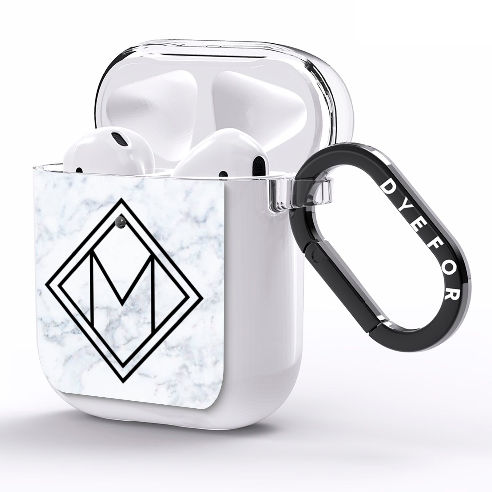 Personalised Marble Customised Initials AirPods Clear Case Side Image