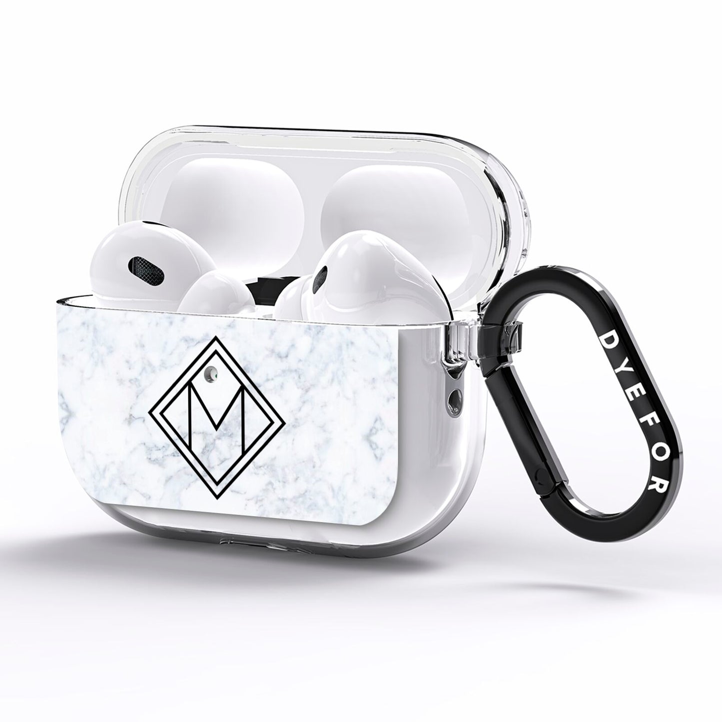 Personalised Marble Customised Initials AirPods Pro Clear Case Side Image