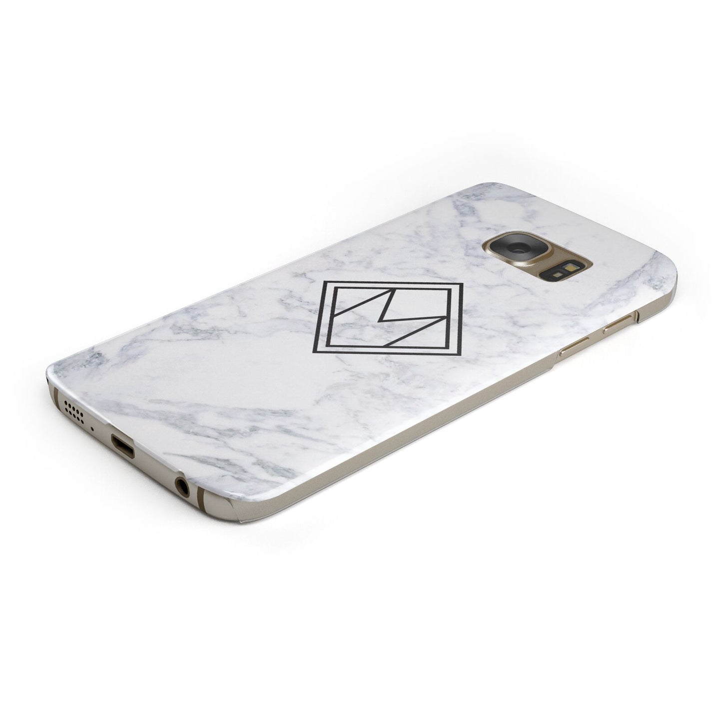 Personalised Marble Customised Initials Protective Samsung Galaxy Case Angled Image