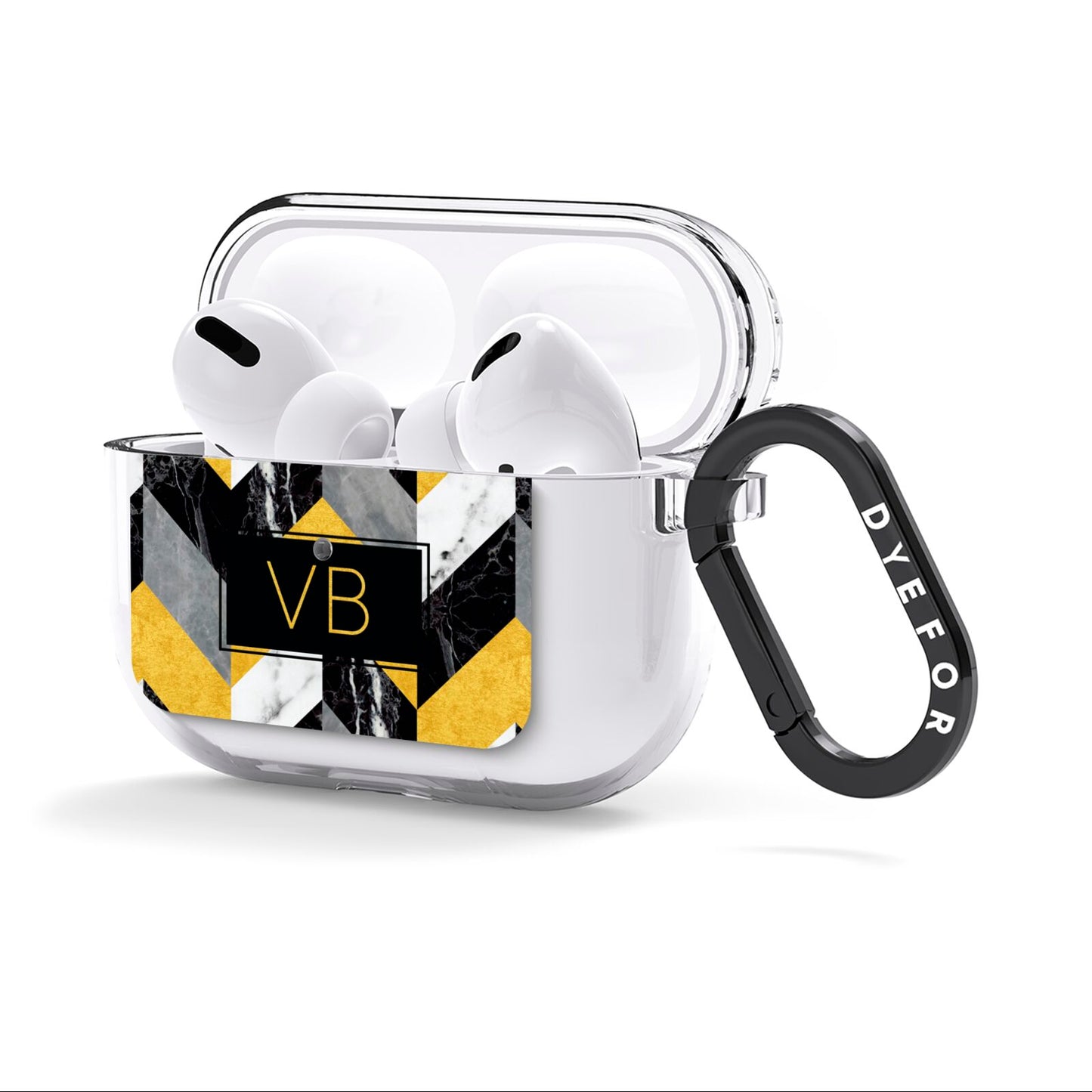 Personalised Marble Effect Initials AirPods Clear Case 3rd Gen Side Image