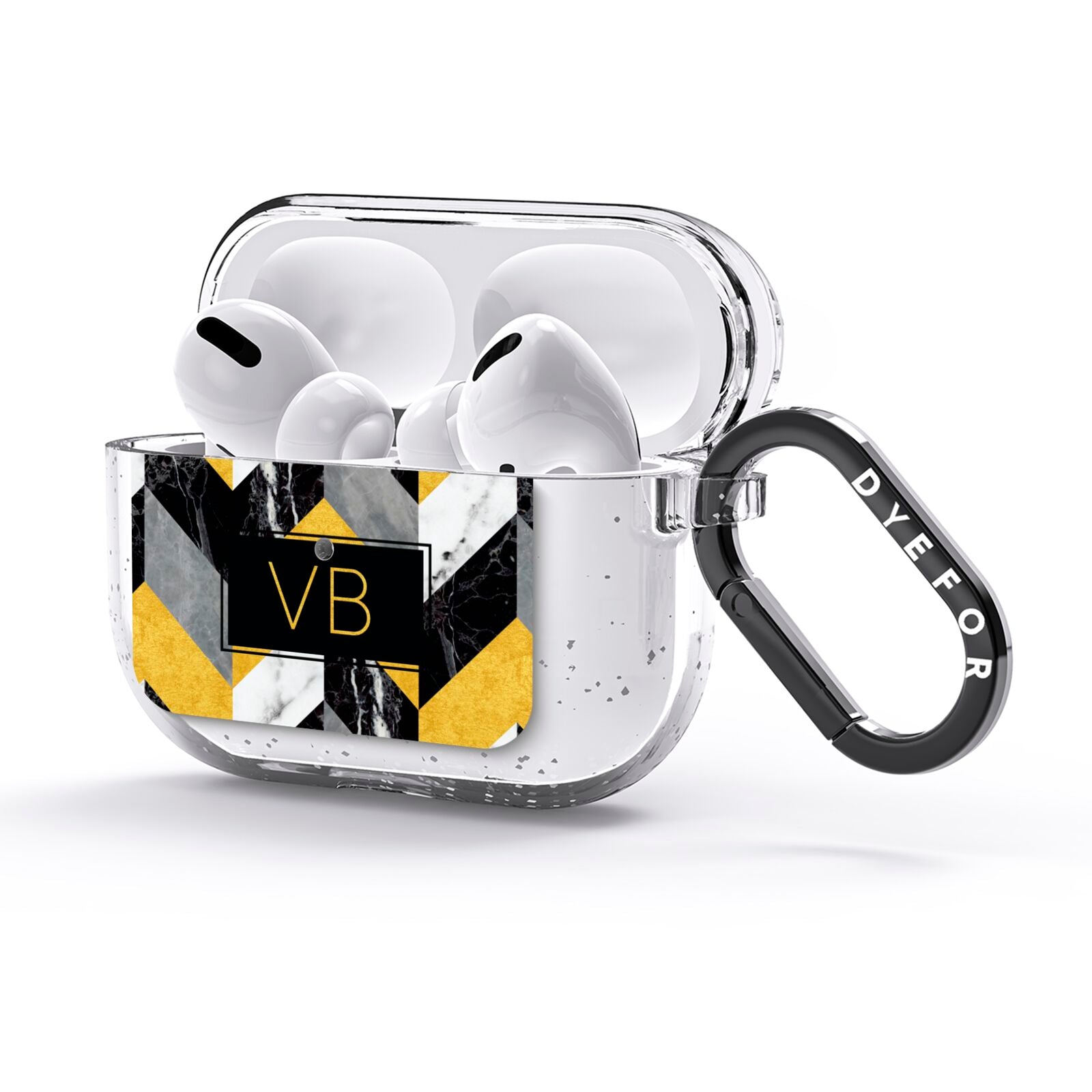 Personalised Marble Effect Initials AirPods Glitter Case 3rd Gen Side Image