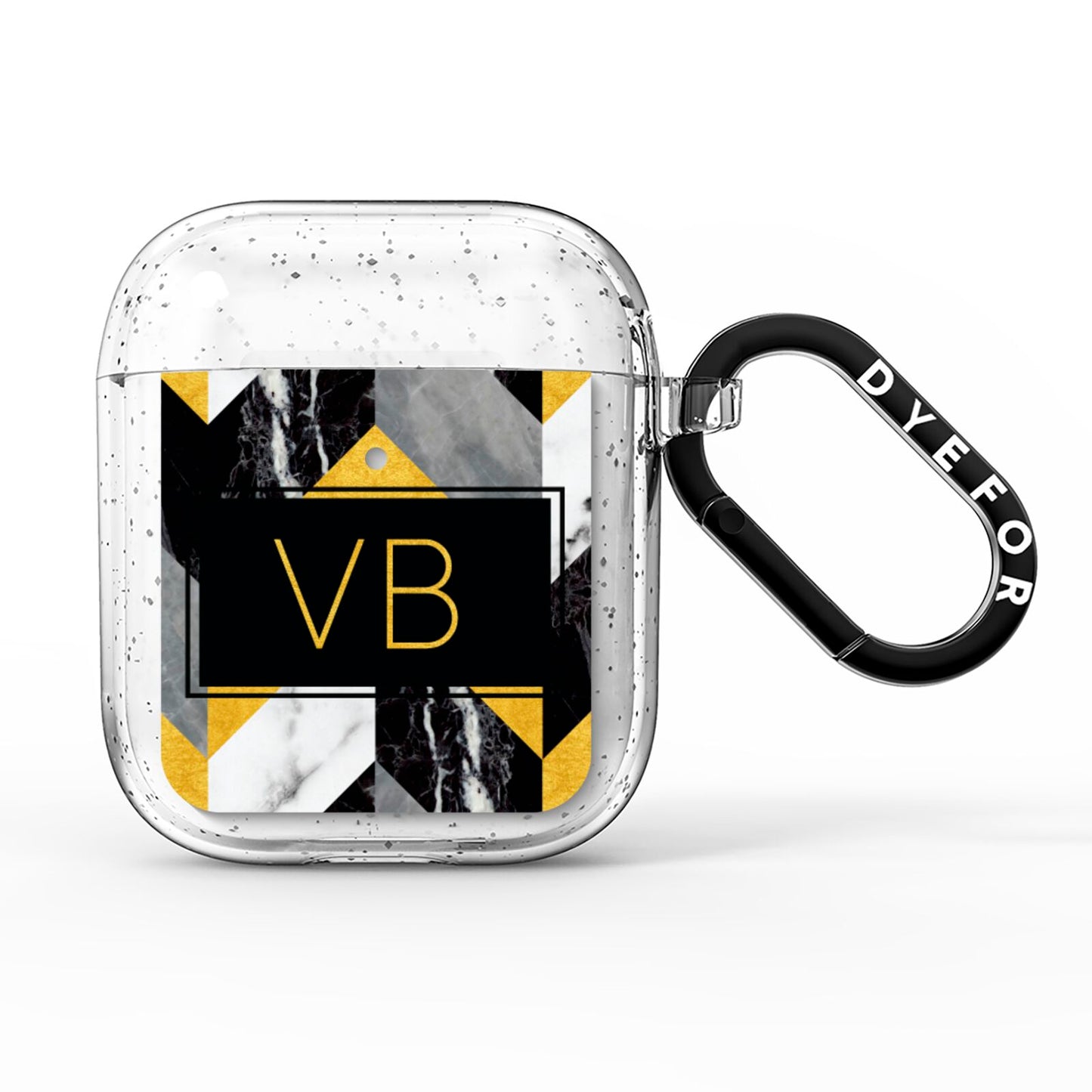 Personalised Marble Effect Initials AirPods Glitter Case