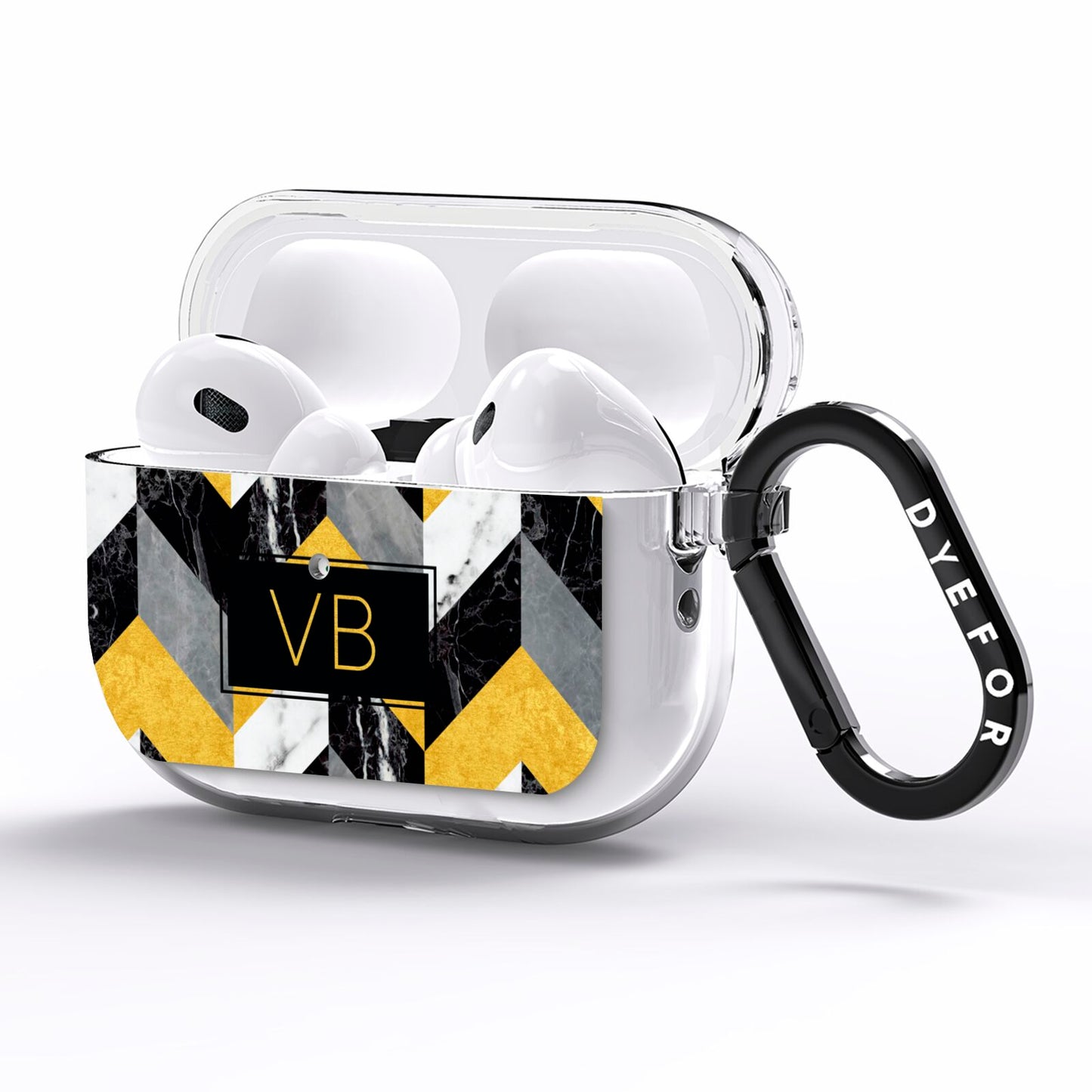 Personalised Marble Effect Initials AirPods Pro Clear Case Side Image
