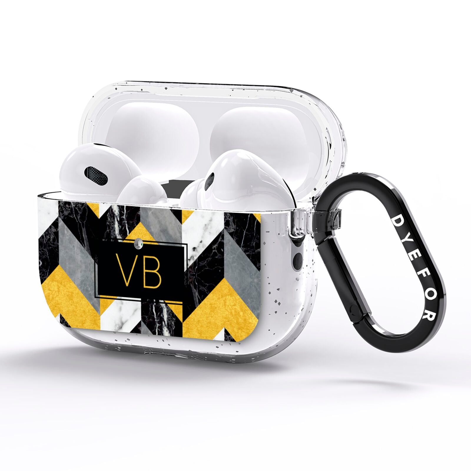 Personalised Marble Effect Initials AirPods Pro Glitter Case Side Image