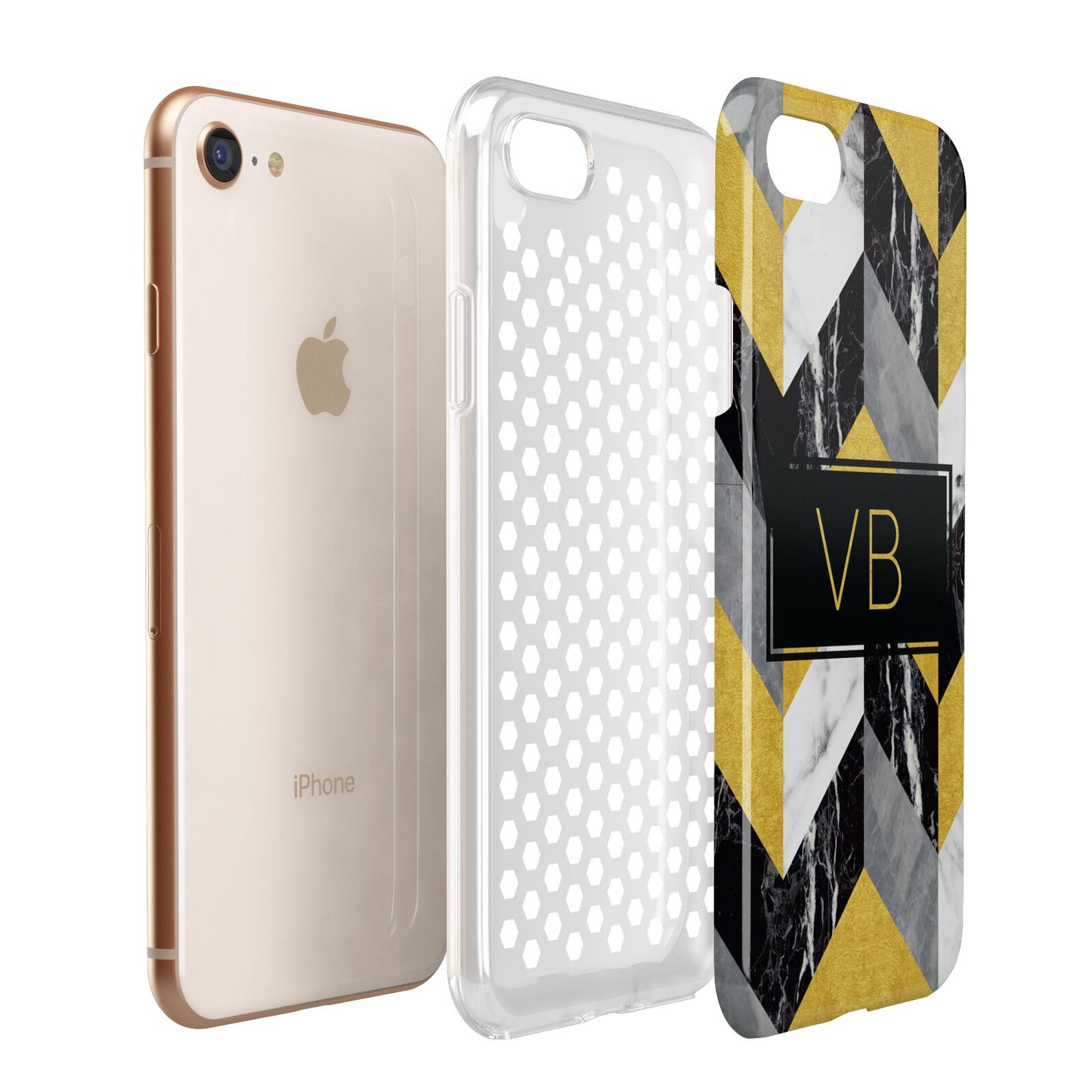 Personalised Marble Effect Initials Apple iPhone 7 8 3D Tough Case Expanded View