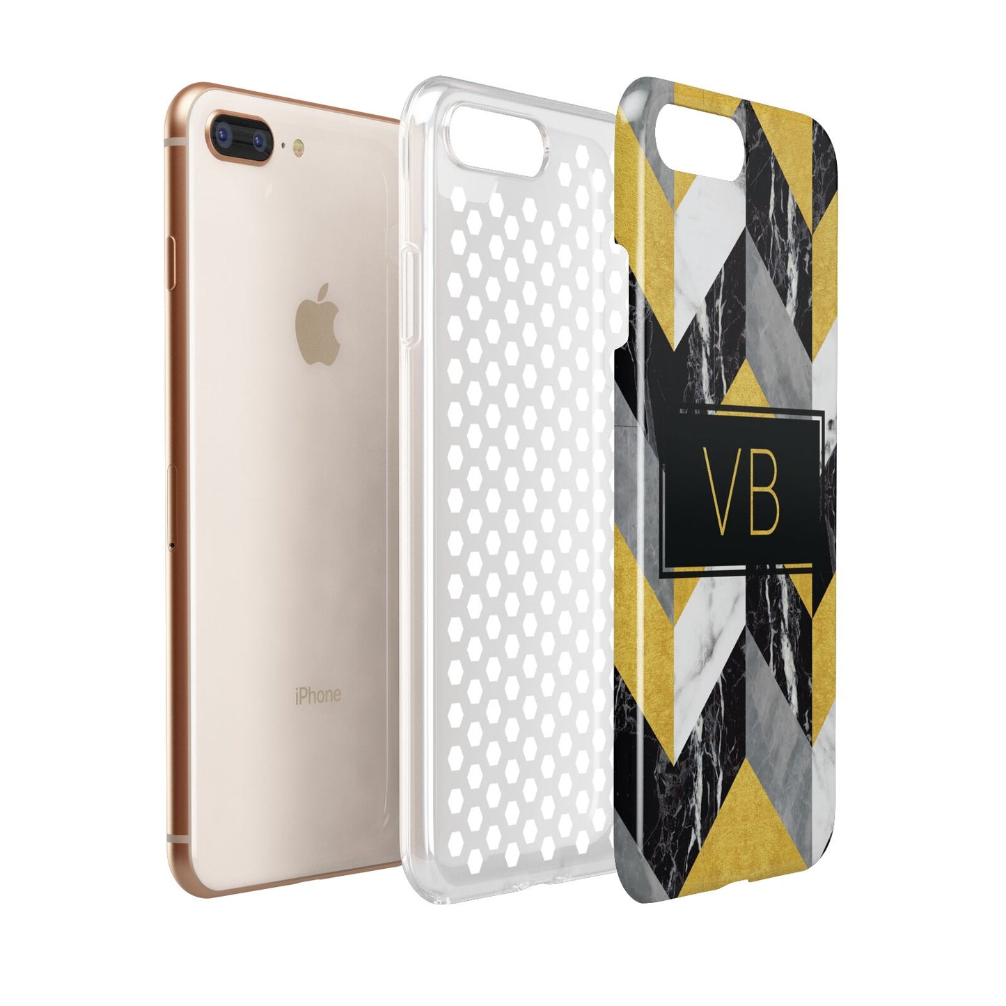 Personalised Marble Effect Initials Apple iPhone 7 8 Plus 3D Tough Case Expanded View