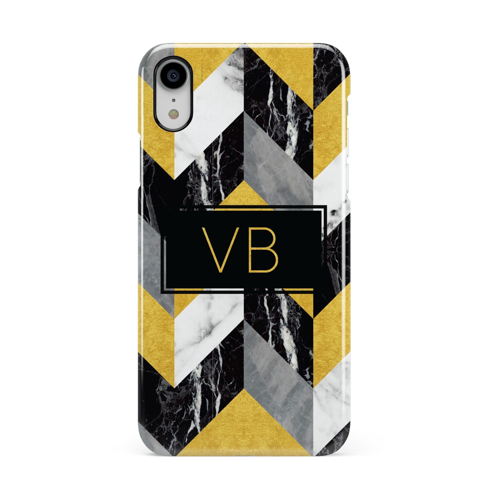 Personalised Marble Effect Initials Apple iPhone XR White 3D Snap Case