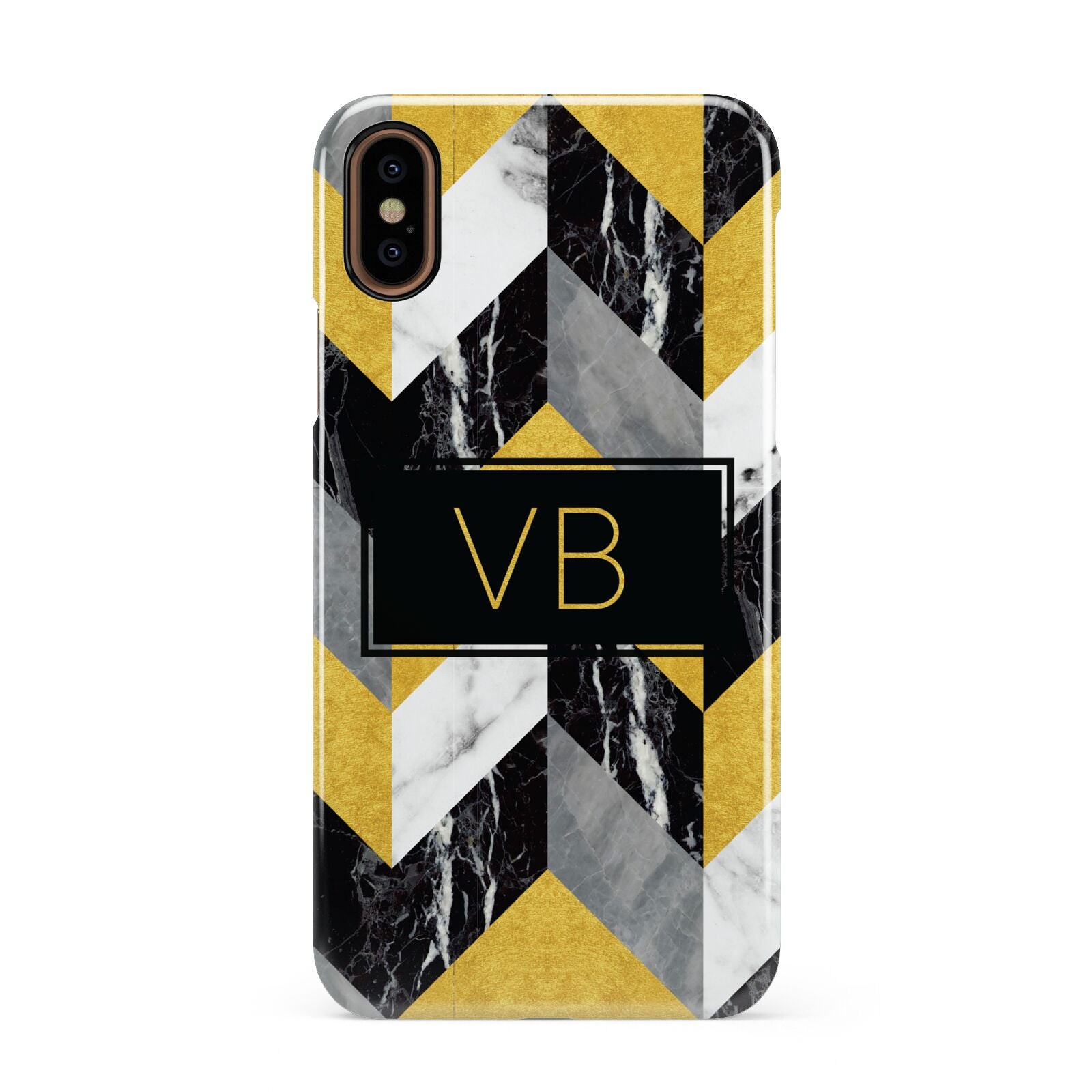 Personalised Marble Effect Initials Apple iPhone XS 3D Snap Case