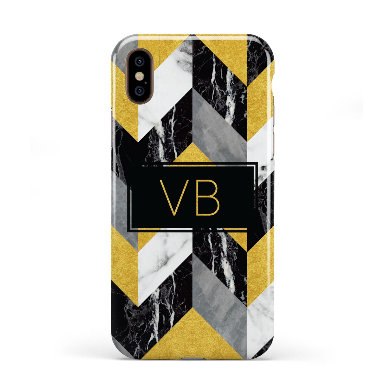 Personalised Marble Effect Initials Apple iPhone XS 3D Tough