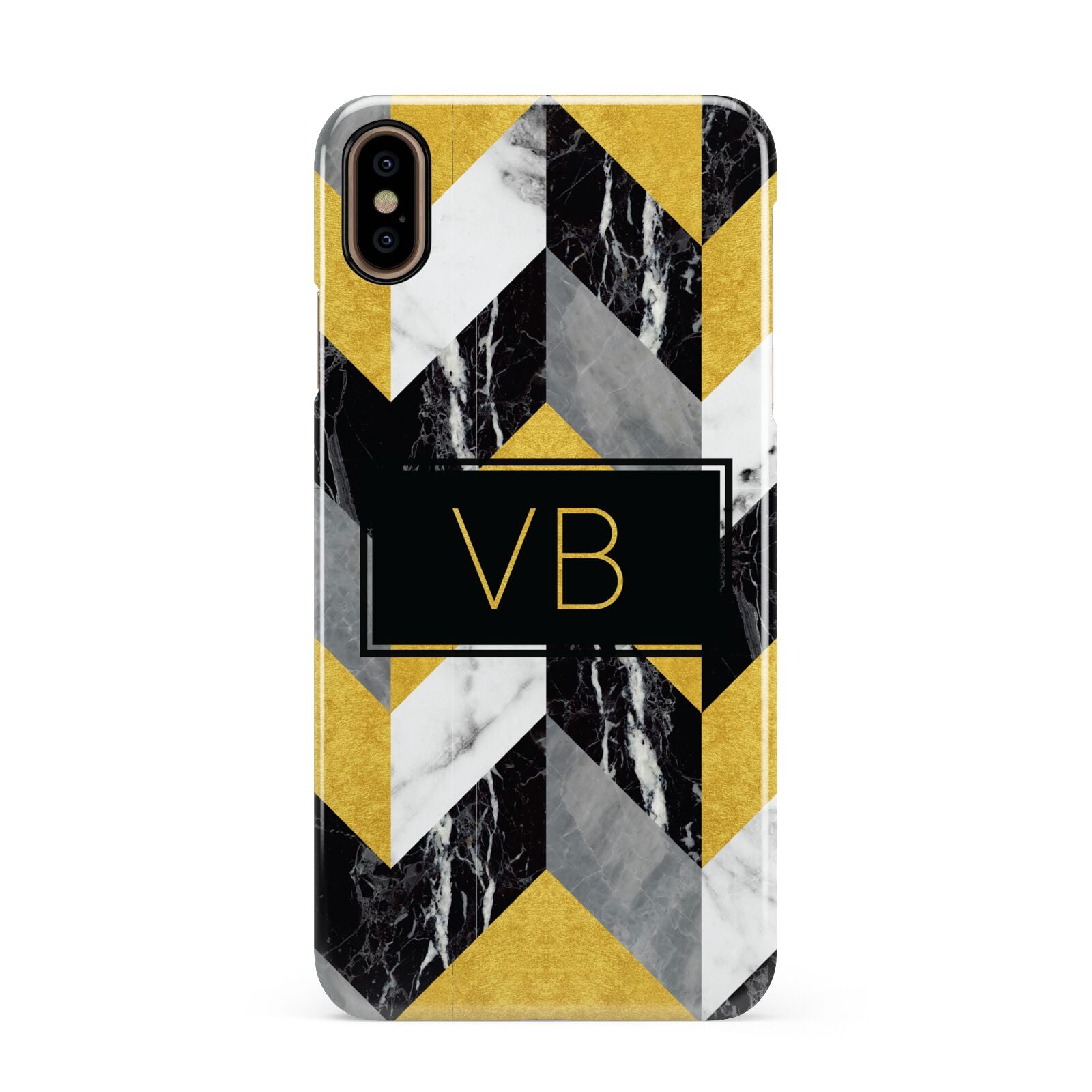 Personalised Marble Effect Initials Apple iPhone Xs Max 3D Snap Case