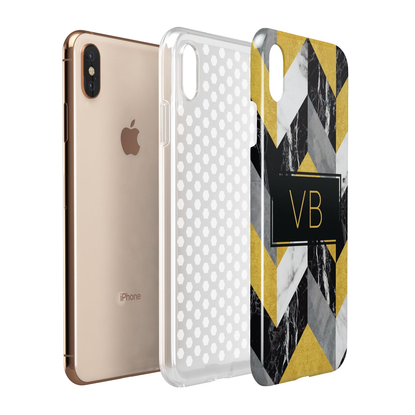 Personalised Marble Effect Initials Apple iPhone Xs Max 3D Tough Case Expanded View