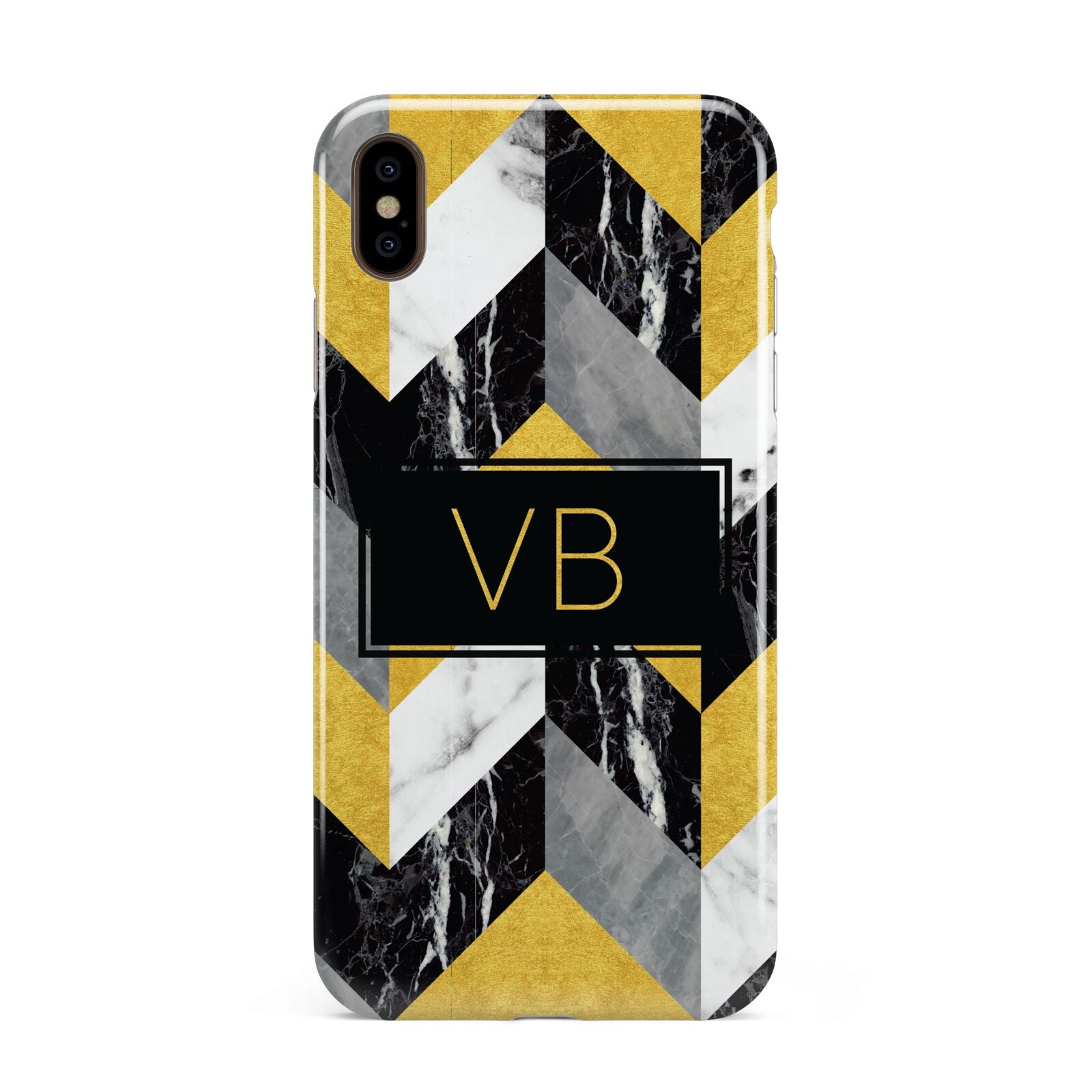 Personalised Marble Effect Initials Apple iPhone Xs Max 3D Tough Case