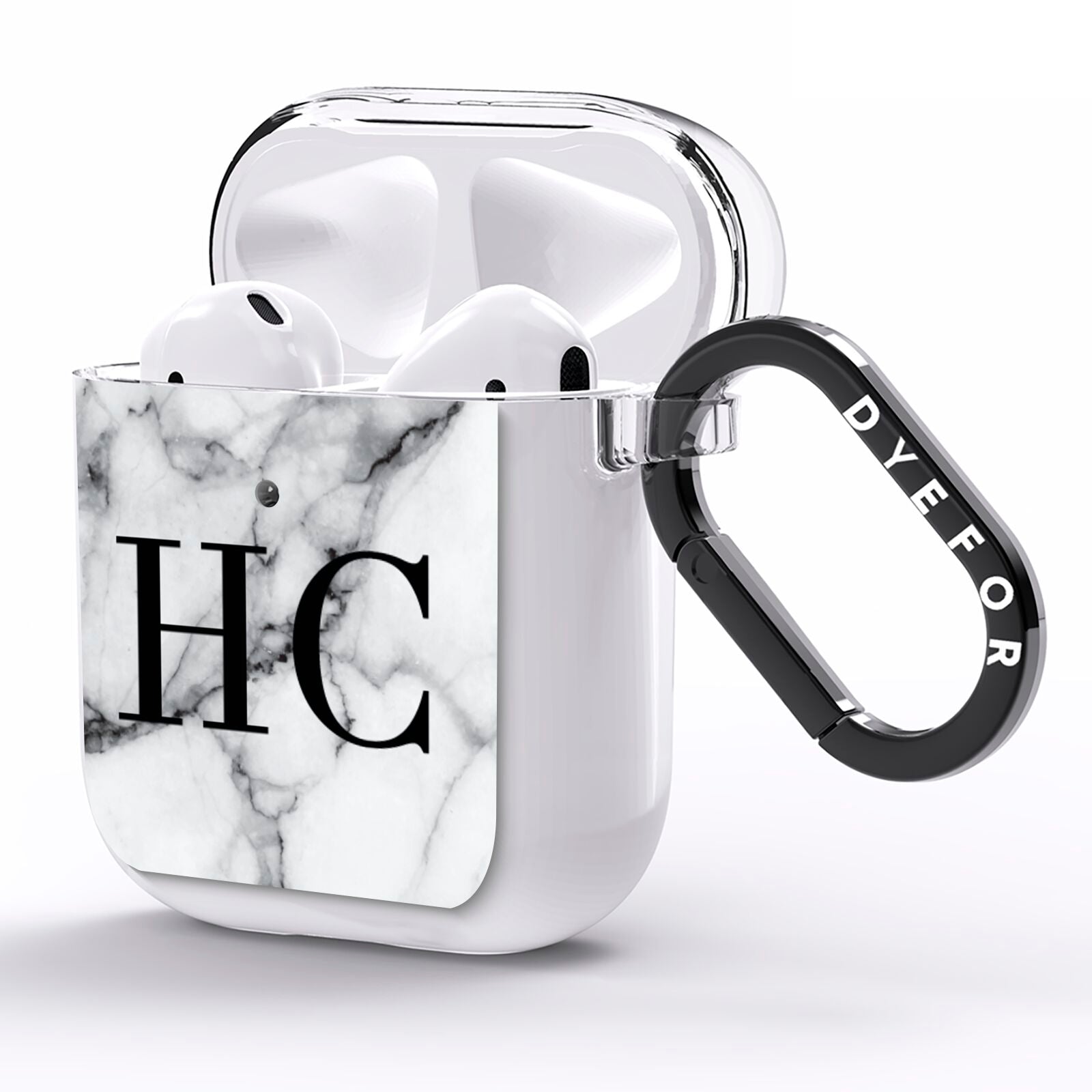 Personalised Marble Effect Initials Monogram AirPods Clear Case Side Image