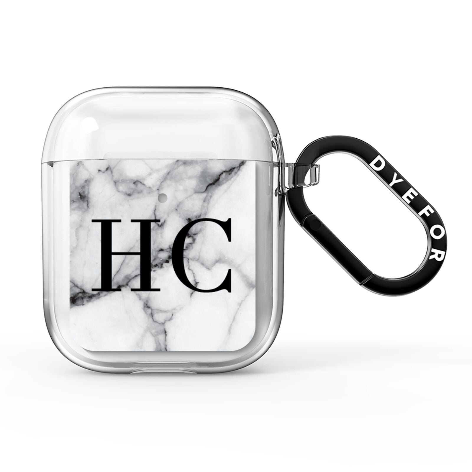 Personalised Marble Effect Initials Monogram AirPods Clear Case