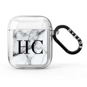 Personalised Marble Effect Initials Monogram AirPods Case