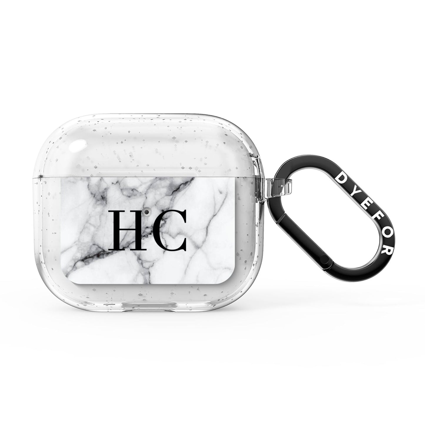 Personalised Marble Effect Initials Monogram AirPods Glitter Case 3rd Gen