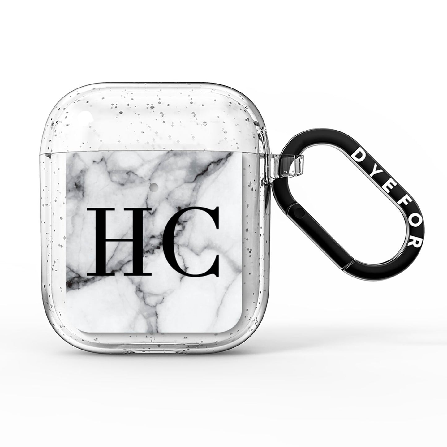 Personalised Marble Effect Initials Monogram AirPods Glitter Case