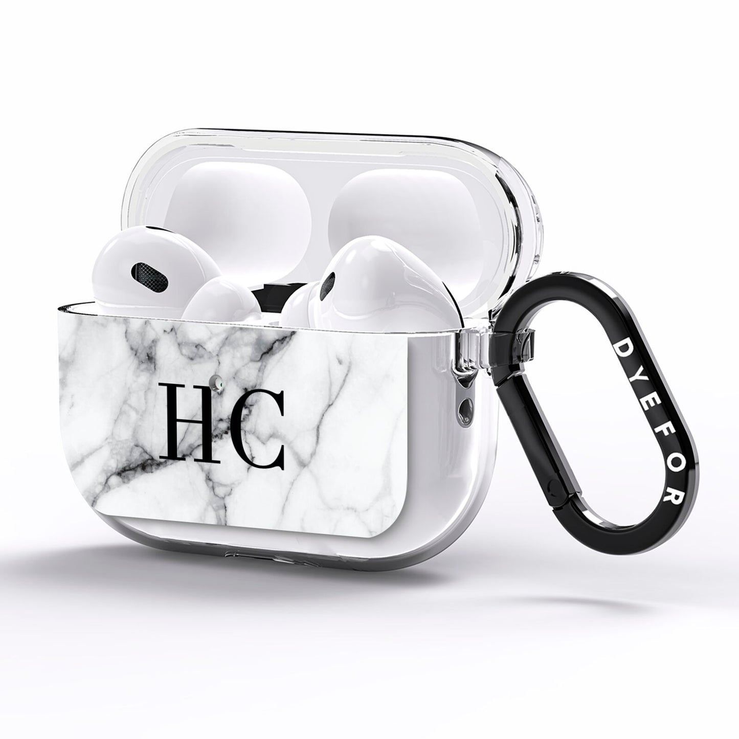 Personalised Marble Effect Initials Monogram AirPods Pro Clear Case Side Image