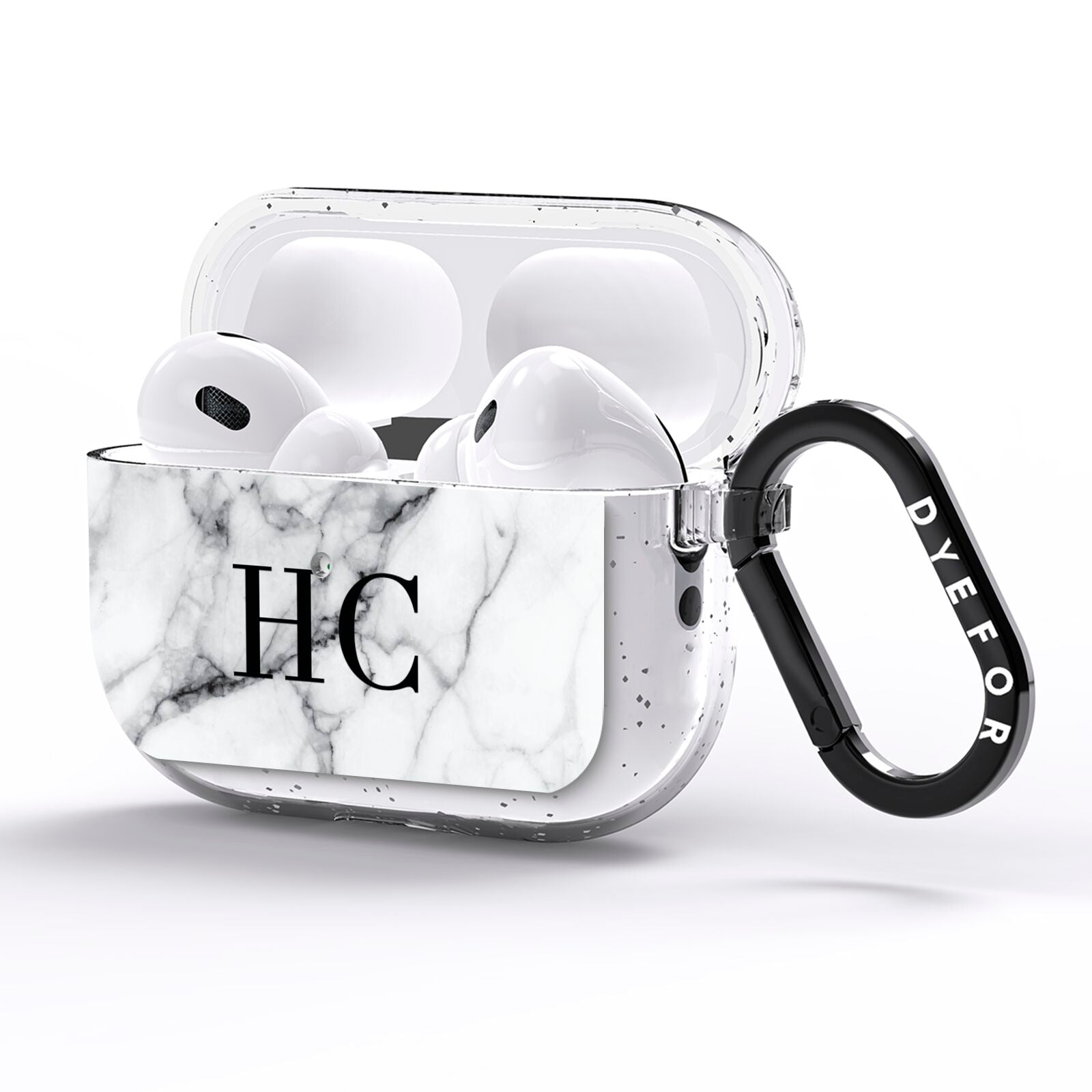 Personalised Marble Effect Initials Monogram AirPods Pro Glitter Case Side Image
