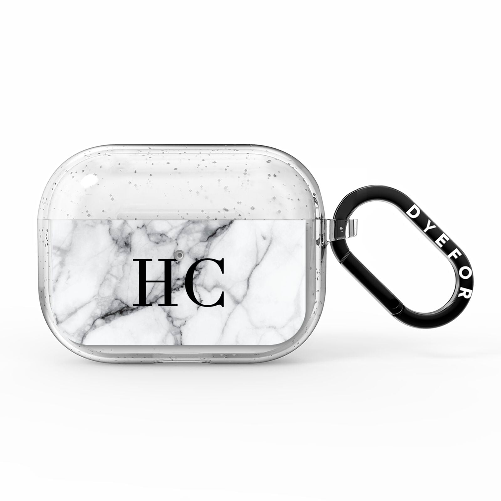Personalised Marble Effect Initials Monogram AirPods Pro Glitter Case