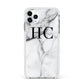 Personalised Marble Effect Initials Monogram Apple iPhone 11 Pro Max in Silver with White Impact Case