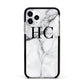 Personalised Marble Effect Initials Monogram Apple iPhone 11 Pro in Silver with Black Impact Case