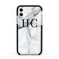 Personalised Marble Effect Initials Monogram Apple iPhone 11 in White with Black Impact Case
