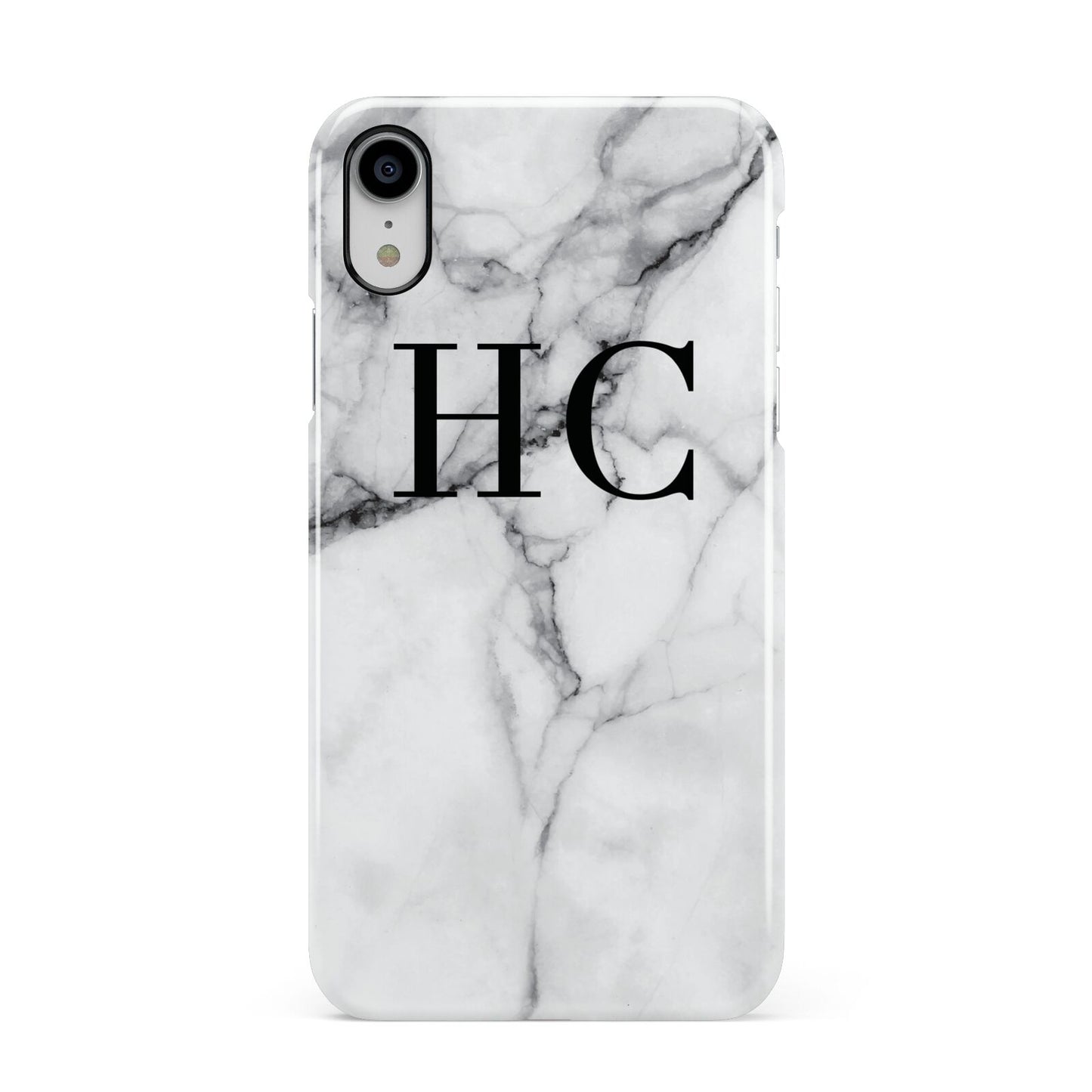 Personalised Marble Effect Initials Monogram Apple iPhone XR White 3D Snap Case