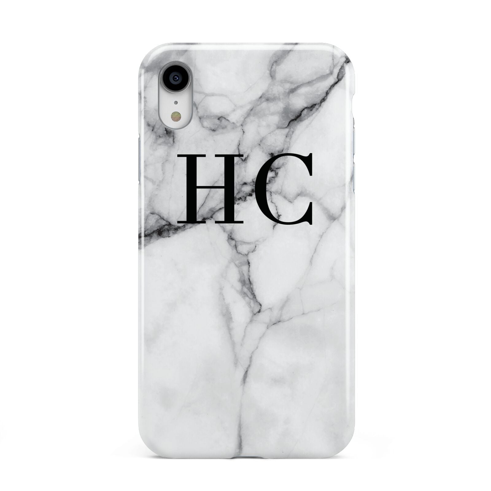 Personalised Marble Effect Initials Monogram Apple iPhone XR White 3D Tough Case