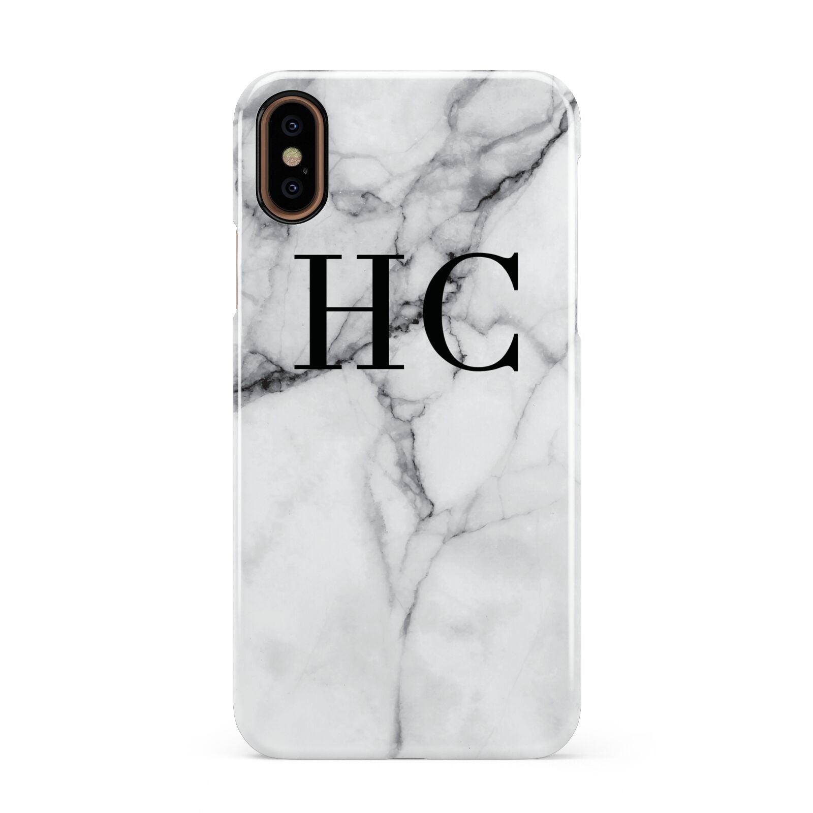 Personalised Marble Effect Initials Monogram Apple iPhone XS 3D Snap Case