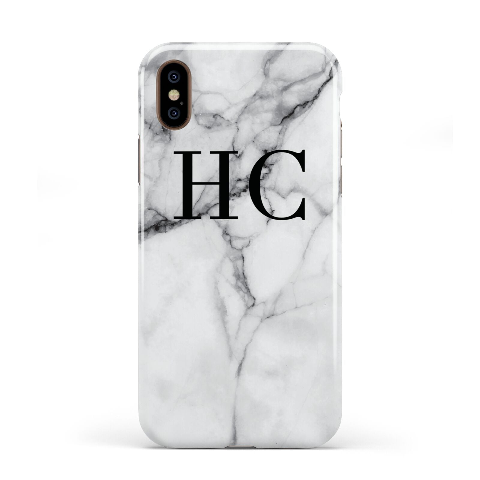 Personalised Marble Effect Initials Monogram Apple iPhone XS 3D Tough