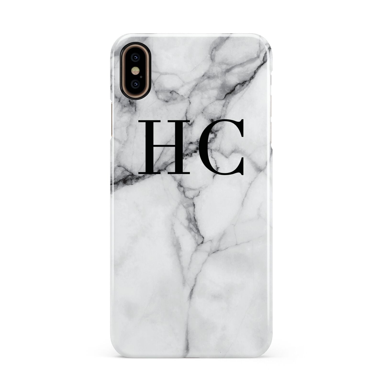 Personalised Marble Effect Initials Monogram Apple iPhone Xs Max 3D Snap Case