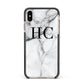 Personalised Marble Effect Initials Monogram Apple iPhone Xs Max Impact Case Black Edge on Gold Phone
