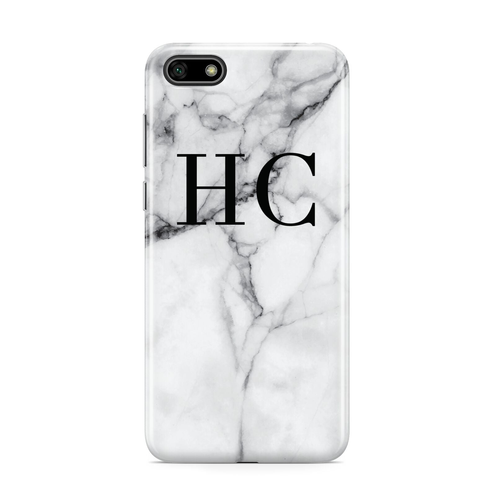Personalised Marble Effect Initials Monogram Huawei Y5 Prime 2018 Phone Case