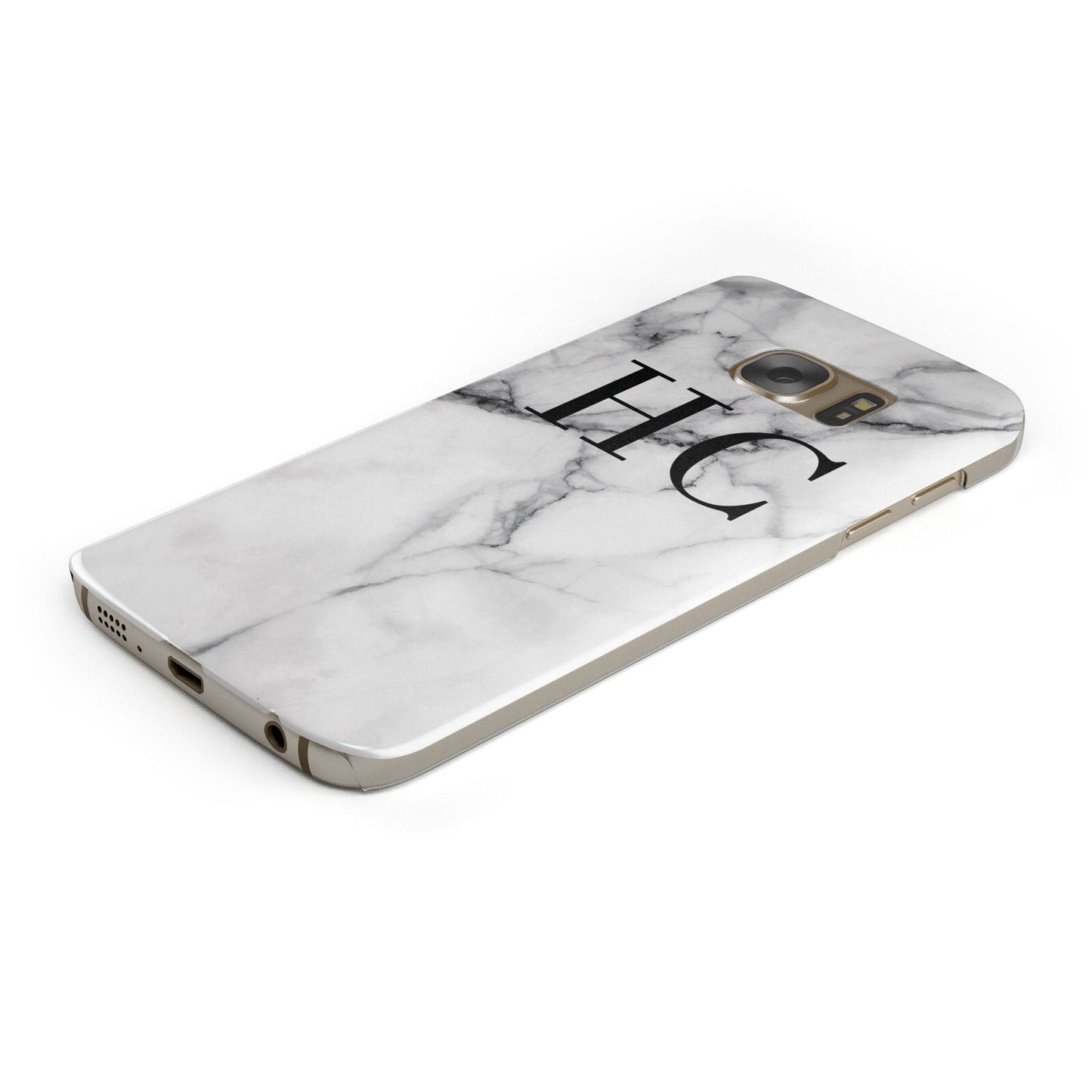 Personalised Marble Effect Initials Monogram Protective Samsung Galaxy Case Angled Image