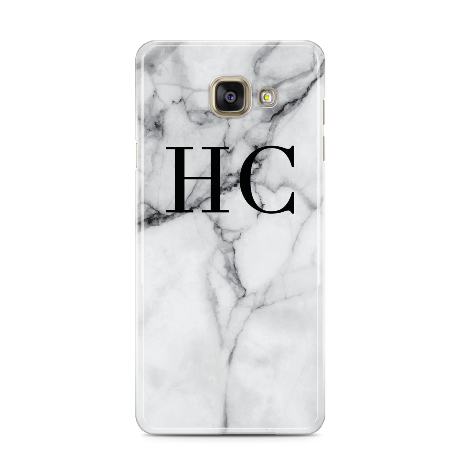 Personalised Marble Effect Initials Monogram Samsung Galaxy A3 2016 Case on gold phone