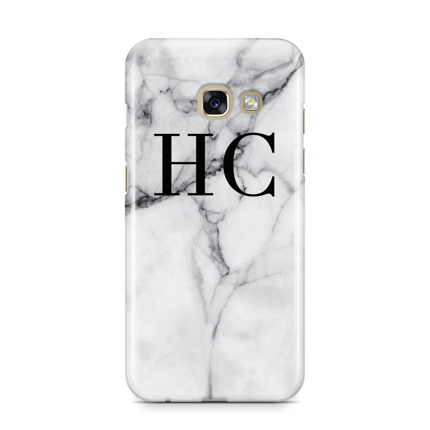 Personalised Marble Effect Initials Monogram Samsung Galaxy A3 2017 Case on gold phone
