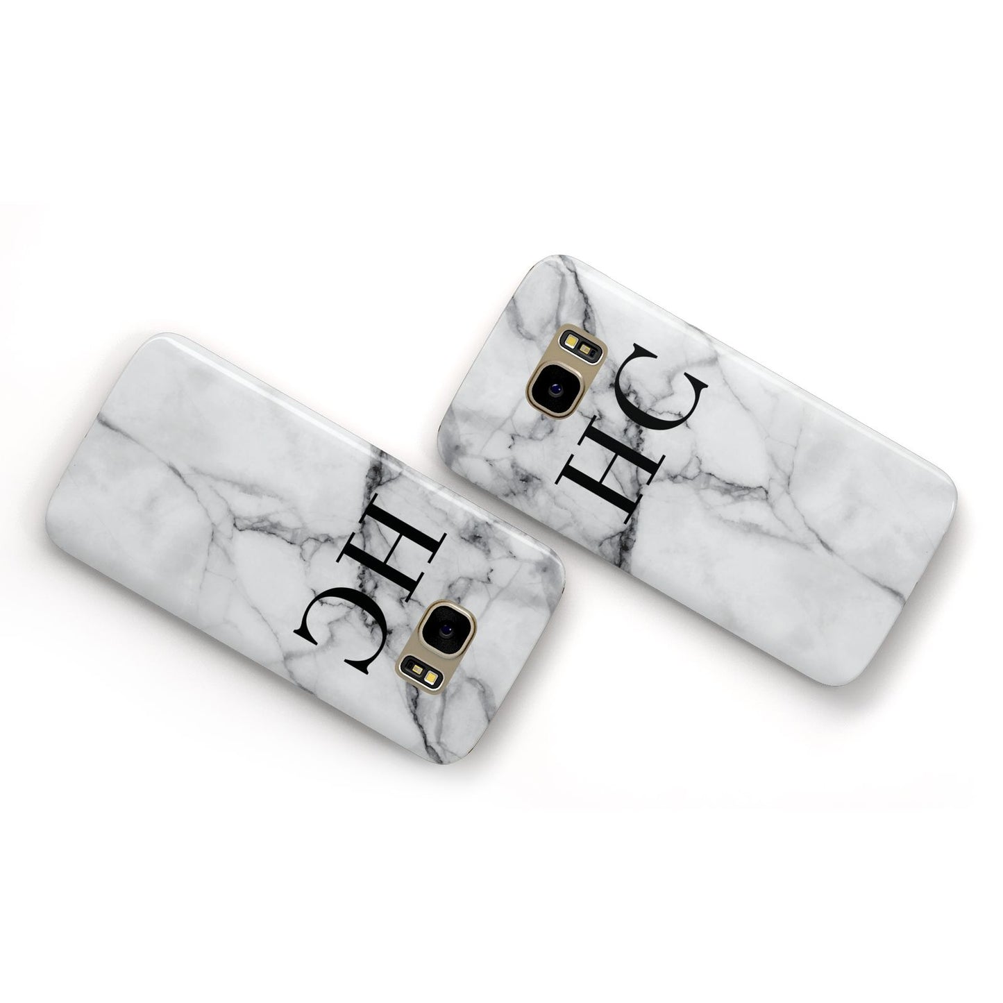 Personalised Marble Effect Initials Monogram Samsung Galaxy Case Flat Overview