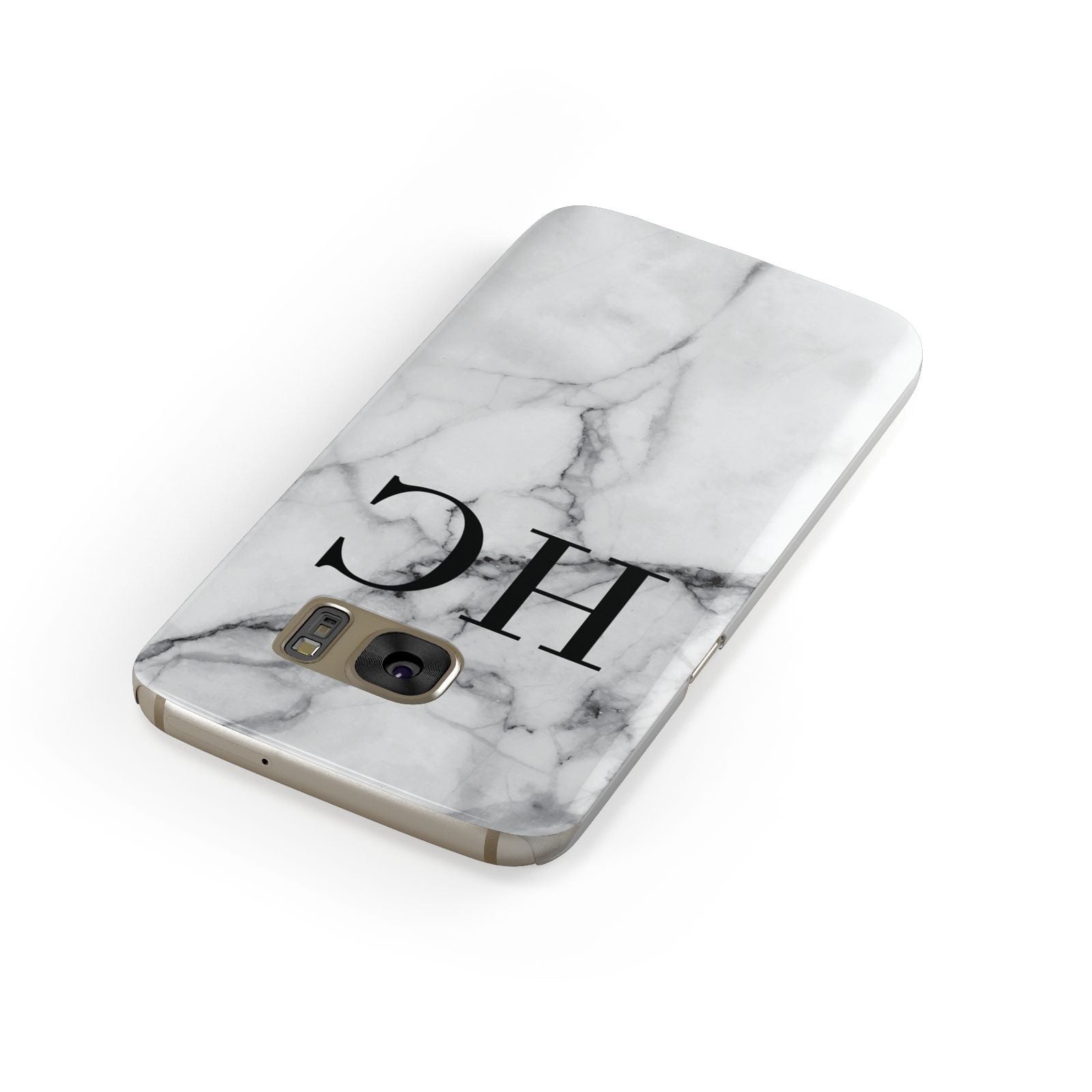 Personalised Marble Effect Initials Monogram Samsung Galaxy Case Front Close Up