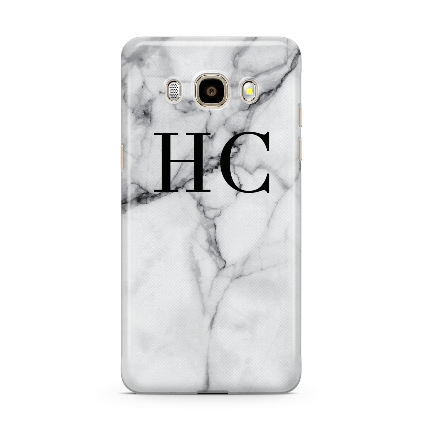 Personalised Marble Effect Initials Monogram Samsung Galaxy J7 2016 Case on gold phone