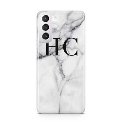 Personalised Marble Effect Initials Monogram Samsung S21 Case